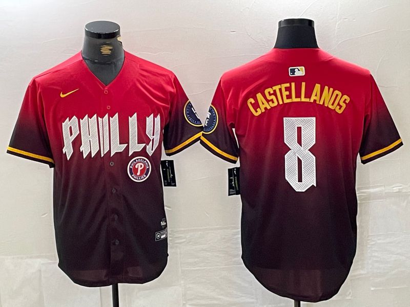 Men Philadelphia Phillies #8 Castellanos Red City Edition Nike 2024 MLB Jersey style 4->nfl hats->Sports Caps